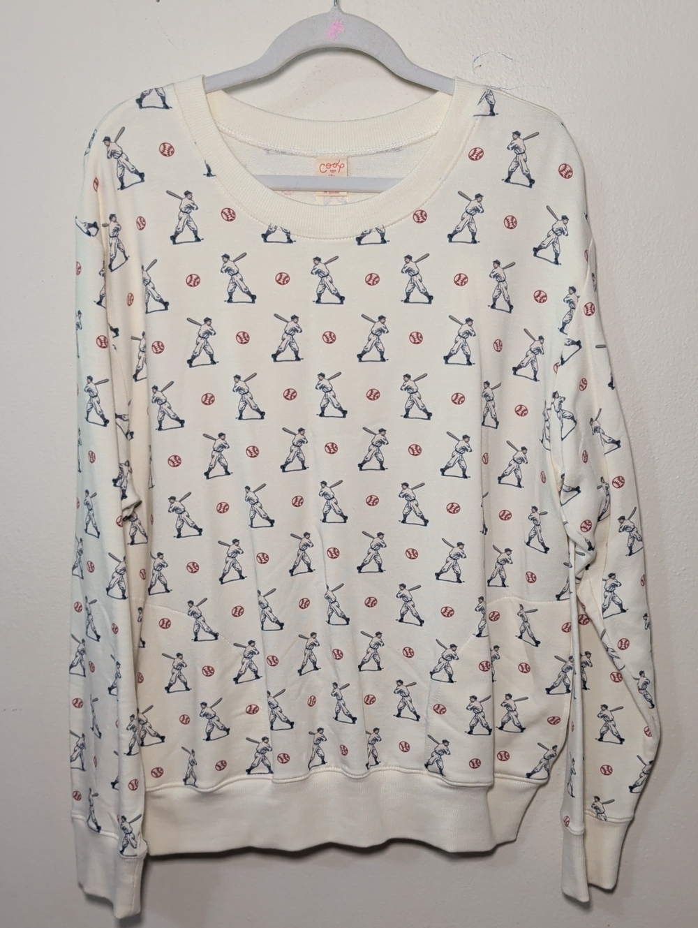 Coop Kids by Pink Chicken Play Sweatshirt in Baseball Batter Print Ivory Size 12